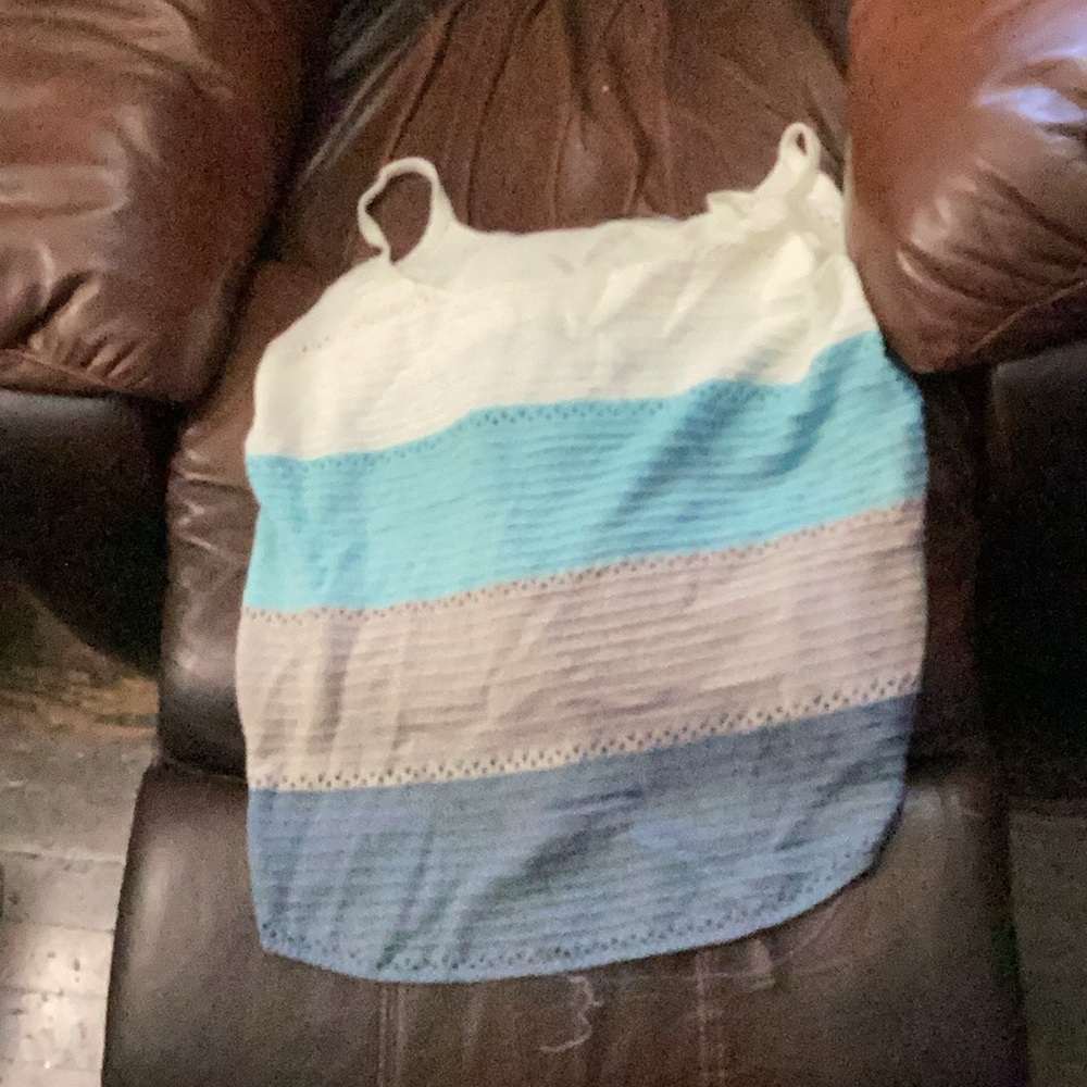 Striped Tank Top - Blue, White, and Gray